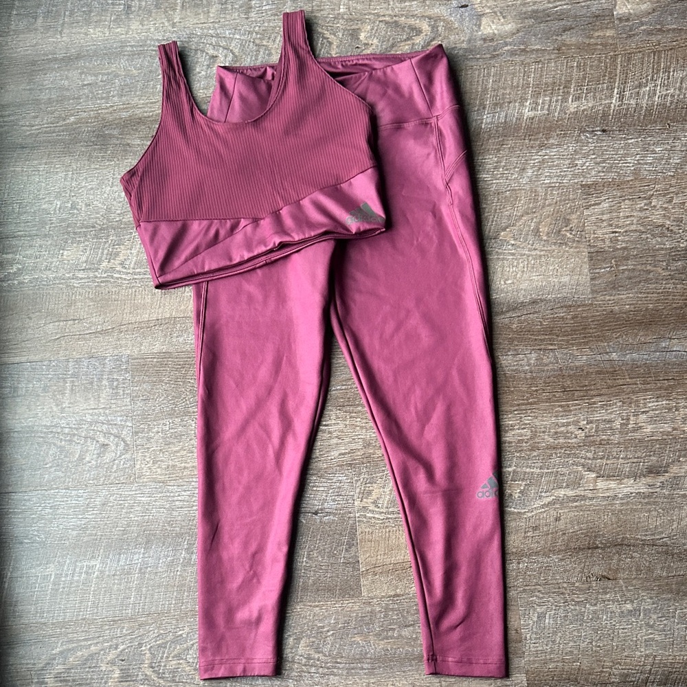 adidas Women's Burgundy Leggings and Top Set